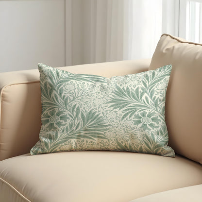 Sage Green Floral Cushion Cover, Farmhouse Botanical Throw Pillow Case