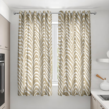 Beige Chevron Curtains, Neutral Zigzag Window Drapes