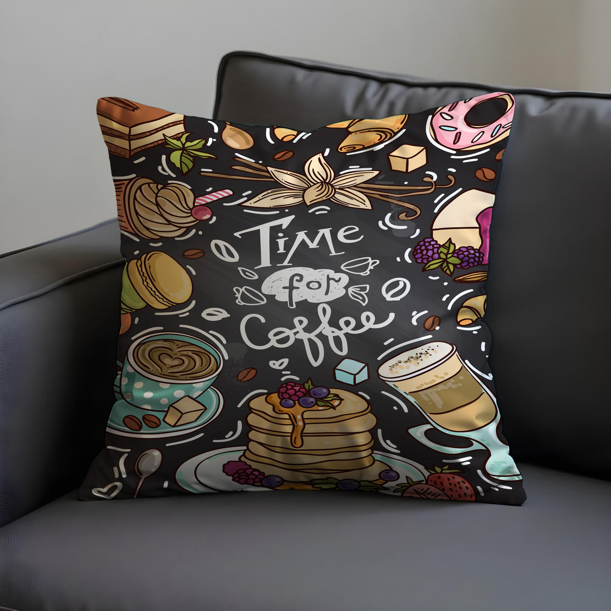 Coffee Throw Pillow Cover, Cafe Style Sweets Cushion Case