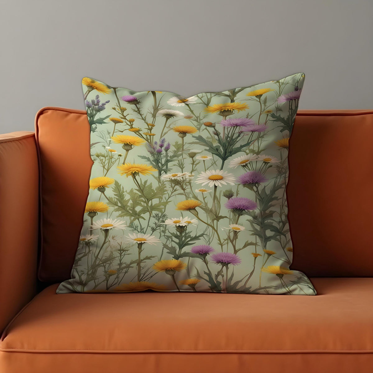 Wildflower Cushion Cover, Meadow Floral Throw Pillow Case