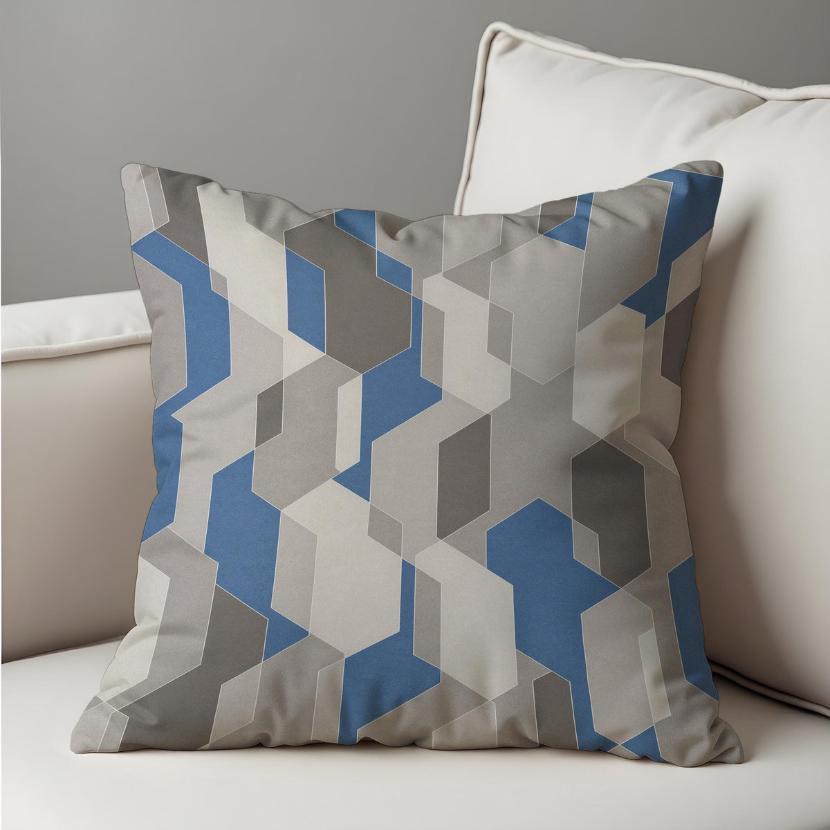 Grey Blue Geometric Cushion Cover, Modern Pillow Case