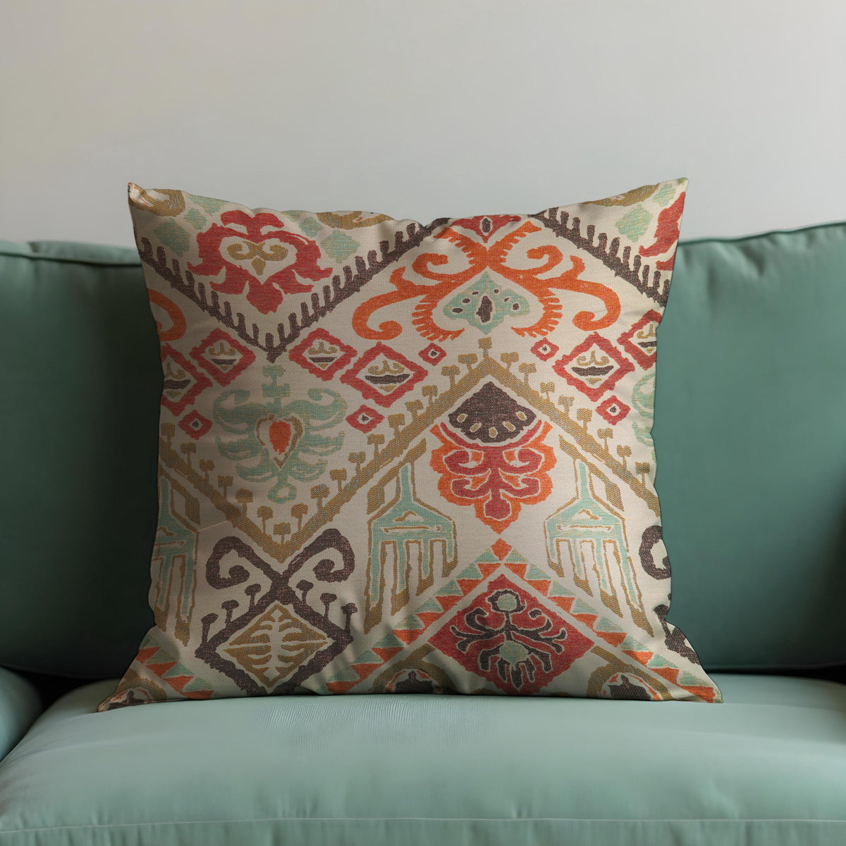 Boho Ikat Cushion Cover, Geometric Ethnic Throw Pillow Case