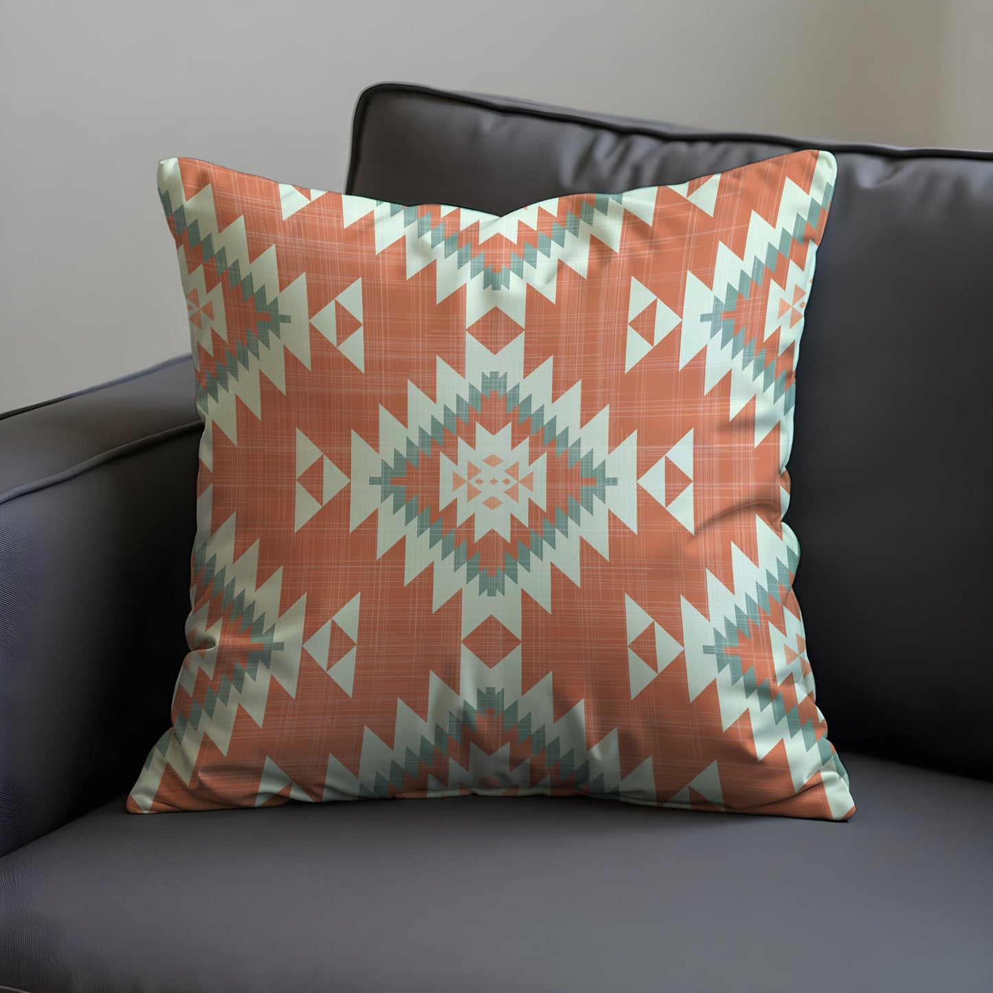 Southwestern Aztec Cushion Cover, Terracotta Geometric Tribal Pillow Cover