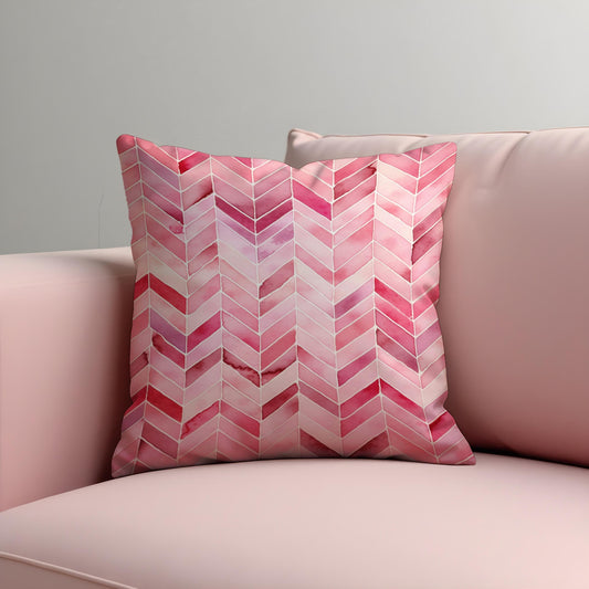 Pink Chevron Cushion Cover, Watercolor Zigzag Throw Pillow Cover
