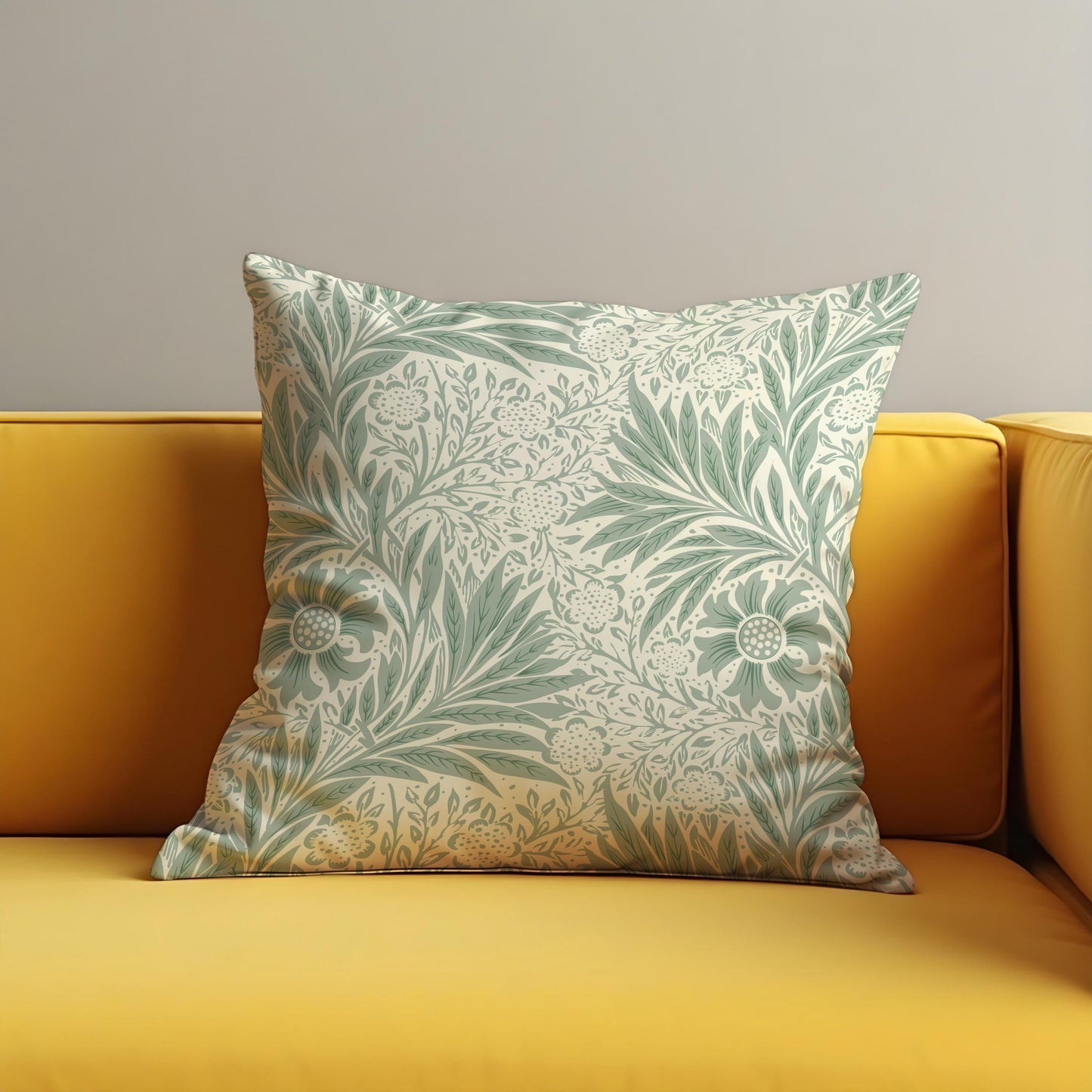 Sage Green Floral Cushion Cover, Farmhouse Botanical Throw Pillow Case