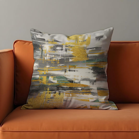 Mustard & Grey Abstract Cushion Cover, Modern  Throw Pillow Cover