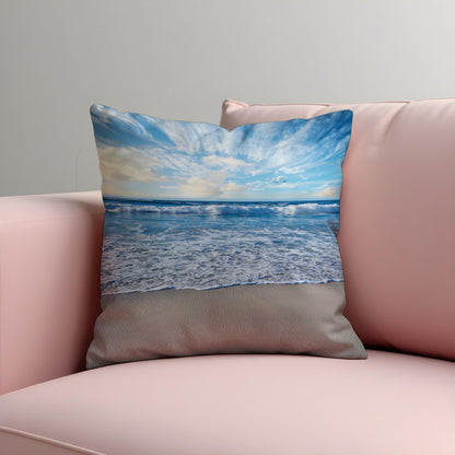 Ocean View Cushion Cover, Serene Seascape Coastal Pillow Case