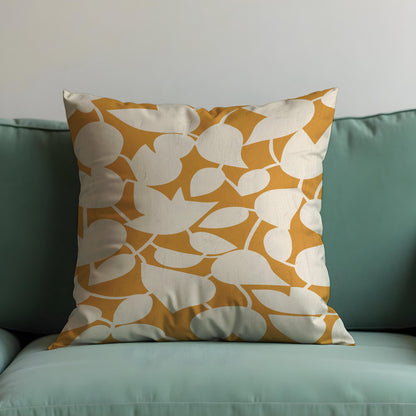 Retro Mustard Leaf Cushion Cover, Mid-Century Modern Abstract Pillowcase
