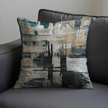 Abstract Cushion Cover, Black and Beige Brushstroke Design Pillow Case