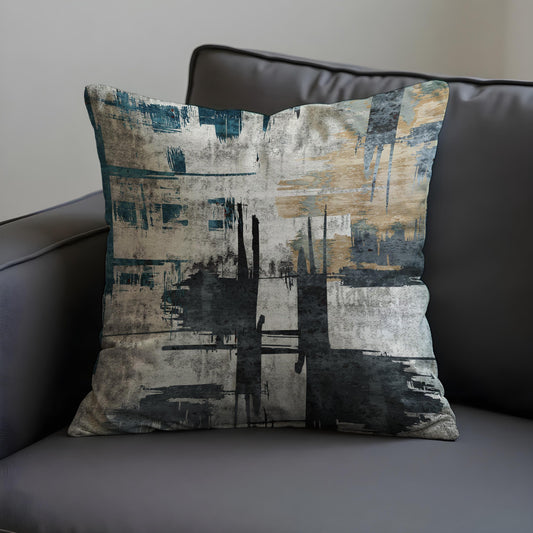 Abstract Cushion Cover, Black and Beige Brushstroke Design Pillow Case