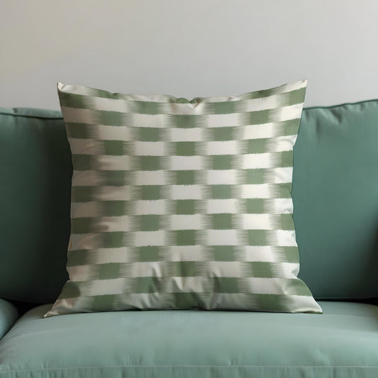 Sage Green Gingham Cushion Cover, Check Pillow Case