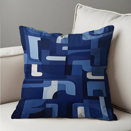 Blue Geometric Cushion Cover, Mid Century Pillow Case