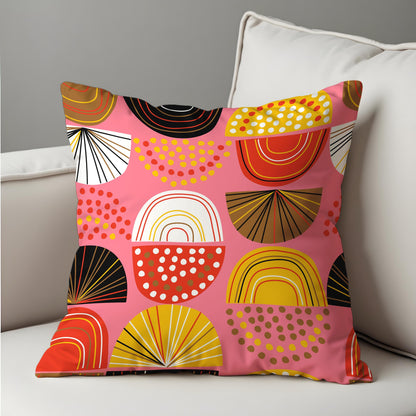 Bold Geometric Cushion Cover, Colorful Half Circles & Dots Pillow Cover