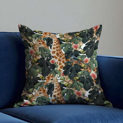 Giraffe Jungle Cushion Cover, Safari Animal Pillow Case