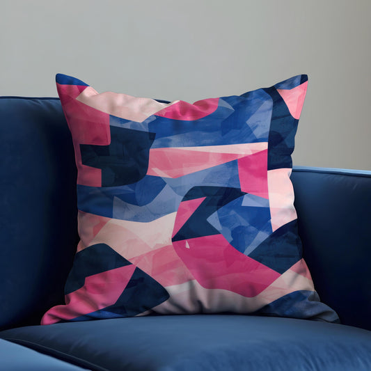Pink Blue Geometric Cushion Cover, Modern Pillow Case
