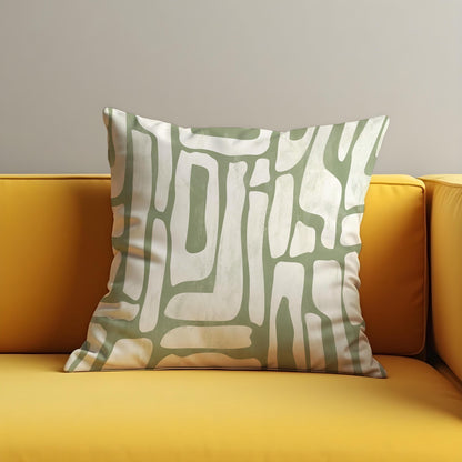 Sage Green Abstract Cushion Cover, Organic Line Art Pillow Case