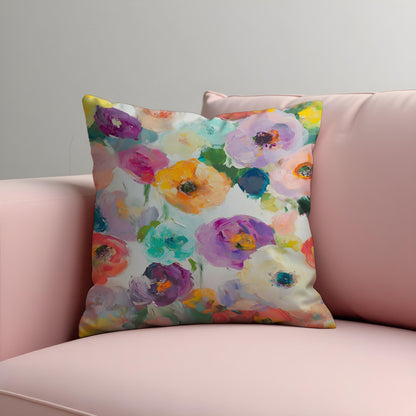 Colorful Floral Cushion Cover, Vibrant Brushstroke Bloom Pillow Case