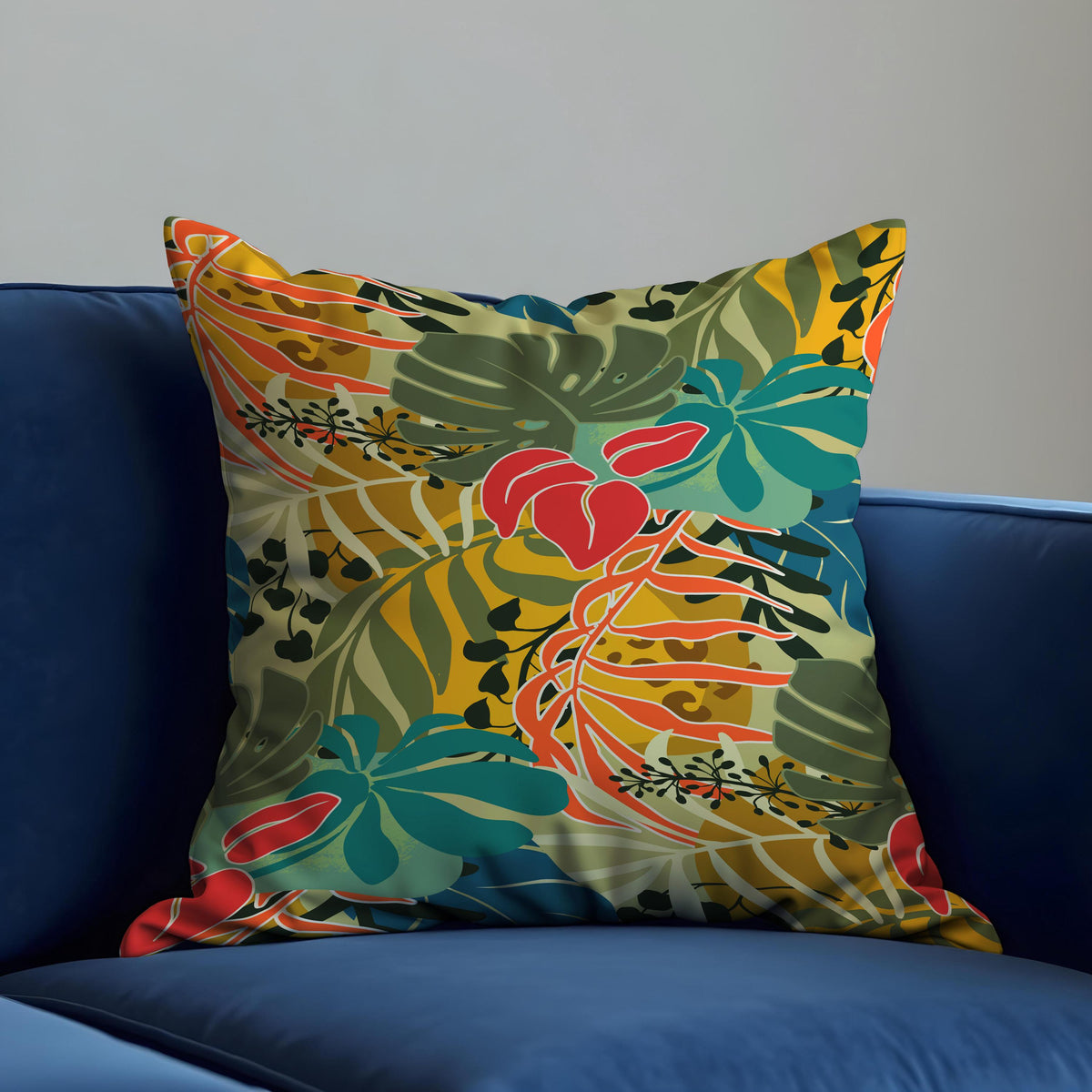 Tropical Leaf Cushion Cover, Botanical Throw Pillow Case