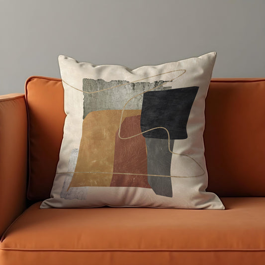 Modern Abstract Cushion Cover, Terracotta & Charcoal Art Print Pillow Case