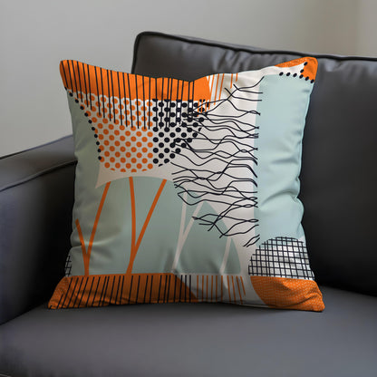 Abstract Modern Cushion Cover, Geometric Lines and Dots Pillow Case