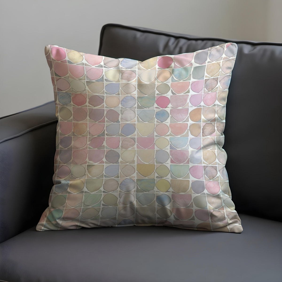 Pastel Geometric Throw Pillow Cover, Modern Circle Cushion Case