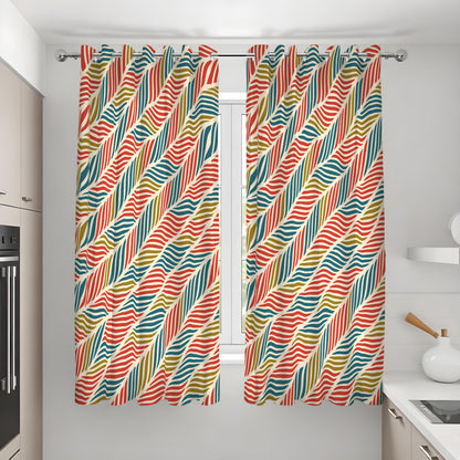 Colorful Retro Stripe Curtains, Multicolor Custom Drapes
