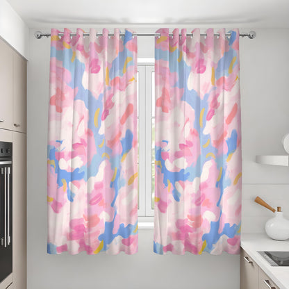 Pink Blue Pastel Watercolor Curtains, Abstract Print Drapes
