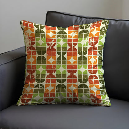 Farmhouse Geometric Cushion Cover, Retro 70s Throw Pillow Cover