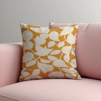 Retro Mustard Leaf Cushion Cover, Mid-Century Modern Abstract Pillowcase