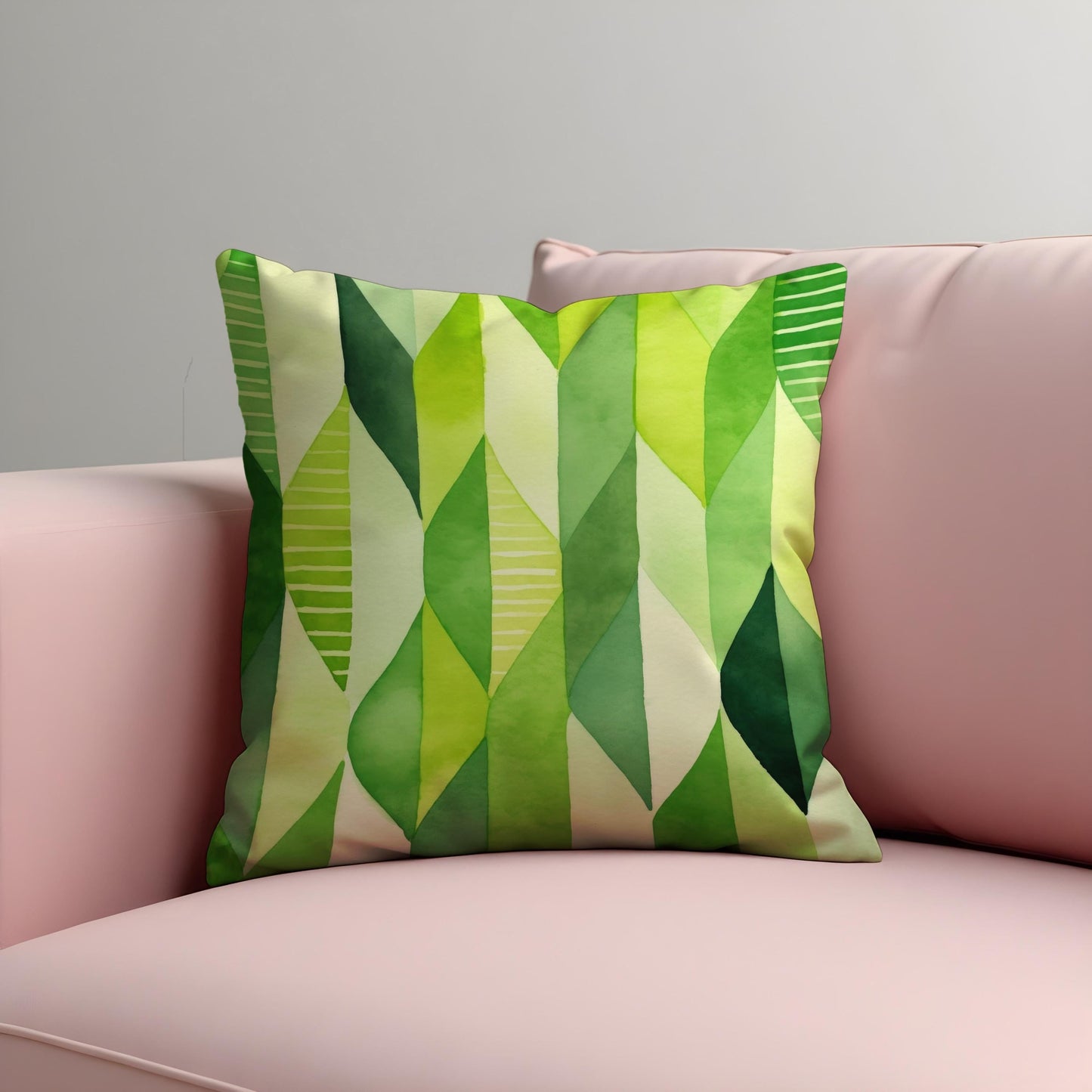 Fresh Green Gradient Cushion Cover, Abstract Leaf Pillow Case