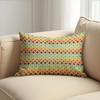 Retro Geometric Cushion Cover, Colorful Mid Century Pillow Case