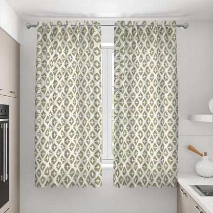 Neutral Grey Geometric Curtains, Minimal Modern Drapes