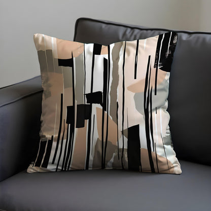 Neutral Stripe Throw Pillow Cover, Black Cushion Case