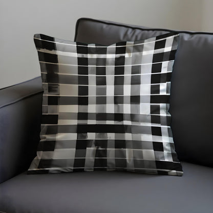 Black & White Plaid Cushion Cover, Modern Checkered Throw Pillow Cover