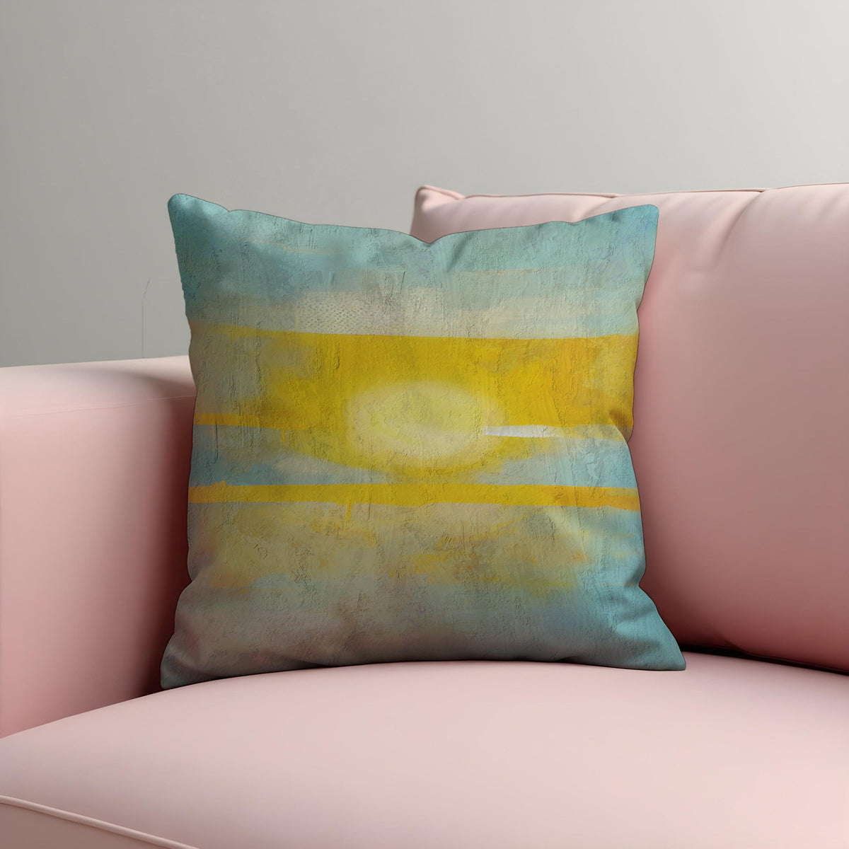 Sunset Abstract Cushion Cover, Yellow Blue Throw Pillow Case