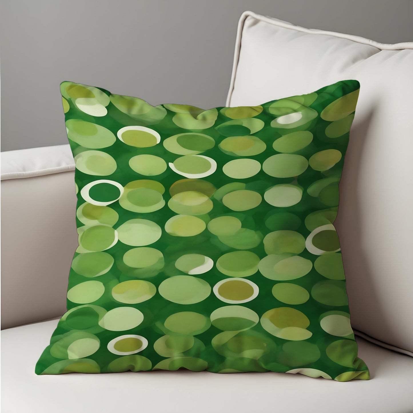 Green Polka Dot Cushion Cover, Playful Abstract Circle Pillow Case