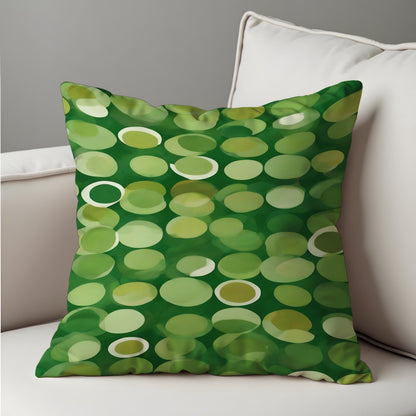 Green Polka Dot Cushion Cover, Playful Abstract Circle Pillow Case