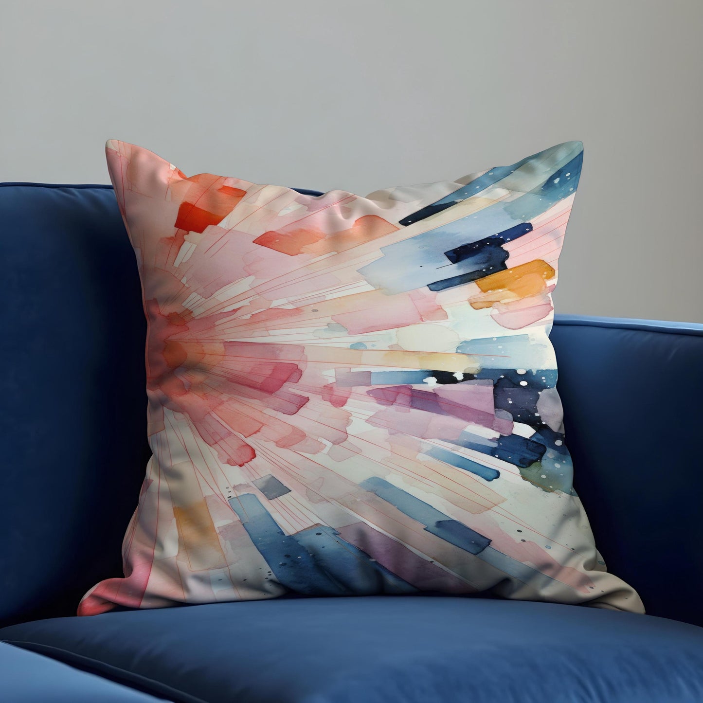 Watercolor Burst Cushion Cover, Abstract Color Explosion Throw Pillow Cover