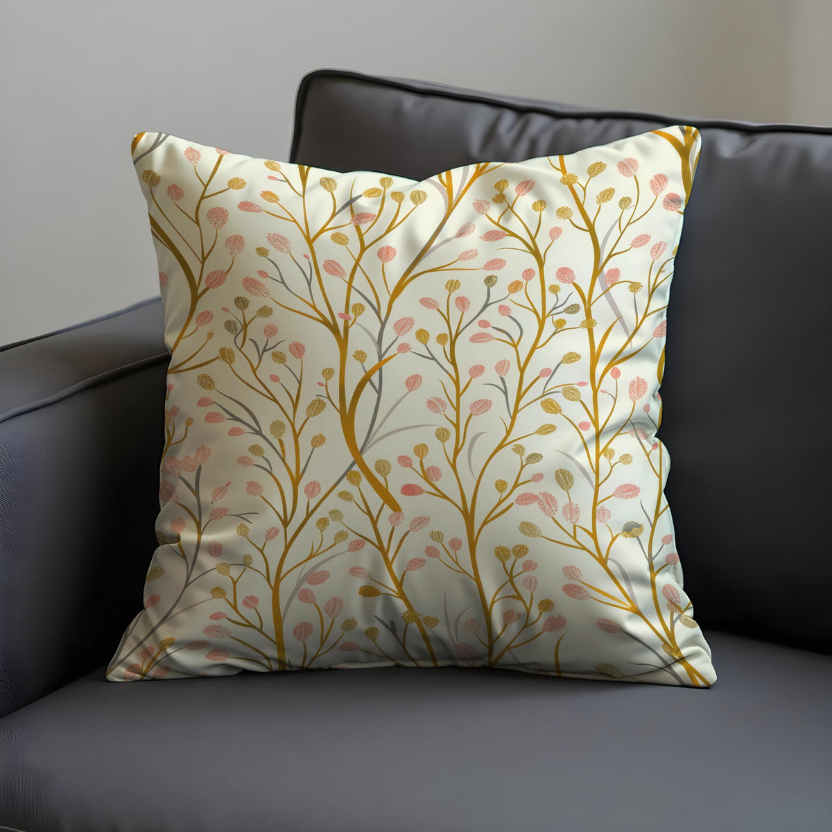 Floral Cushion Cover, Neutral Botanical Modern Throw Pillow Case