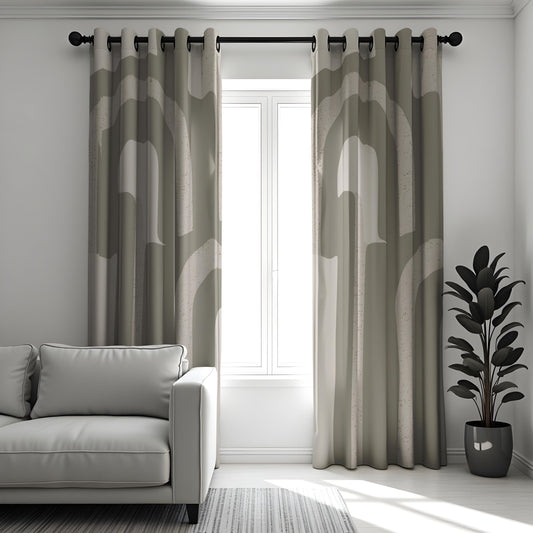 Taupe Beige Arch Pattern Curtains, Minimalist Modern Drapes