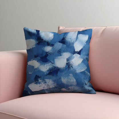Bold Blue Brushstroke Cushion Cover, Abstract Painterly Throw Pillow Case