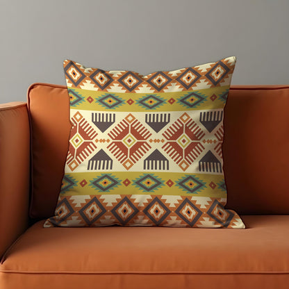 Boho Tribal Cushion Cover, Colorful Aztec Geometric Pillow Case