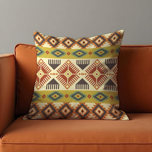 Boho Tribal Cushion Cover, Colorful Aztec Geometric Pillow Case
