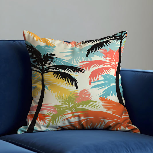 Palm Tree Cushion Cover, Tropical Sunset Pillow Case