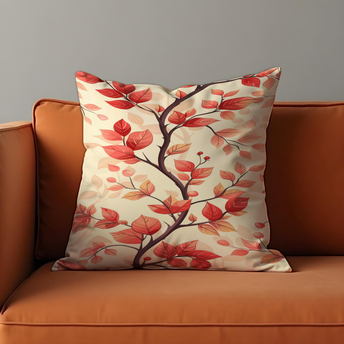 Floral Cushion Cover, Botanical Leaf Modern Throw Pillow Case