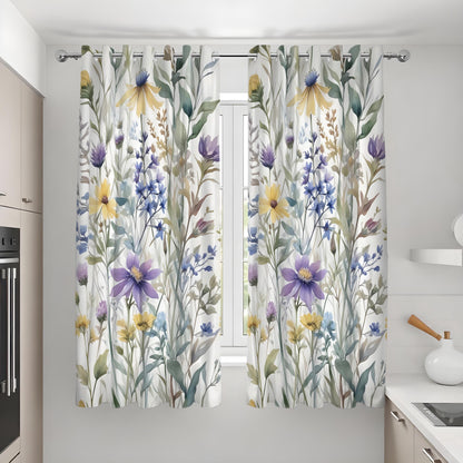 Pastel Floral Curtains, Soft Botanical Print Window Drapes