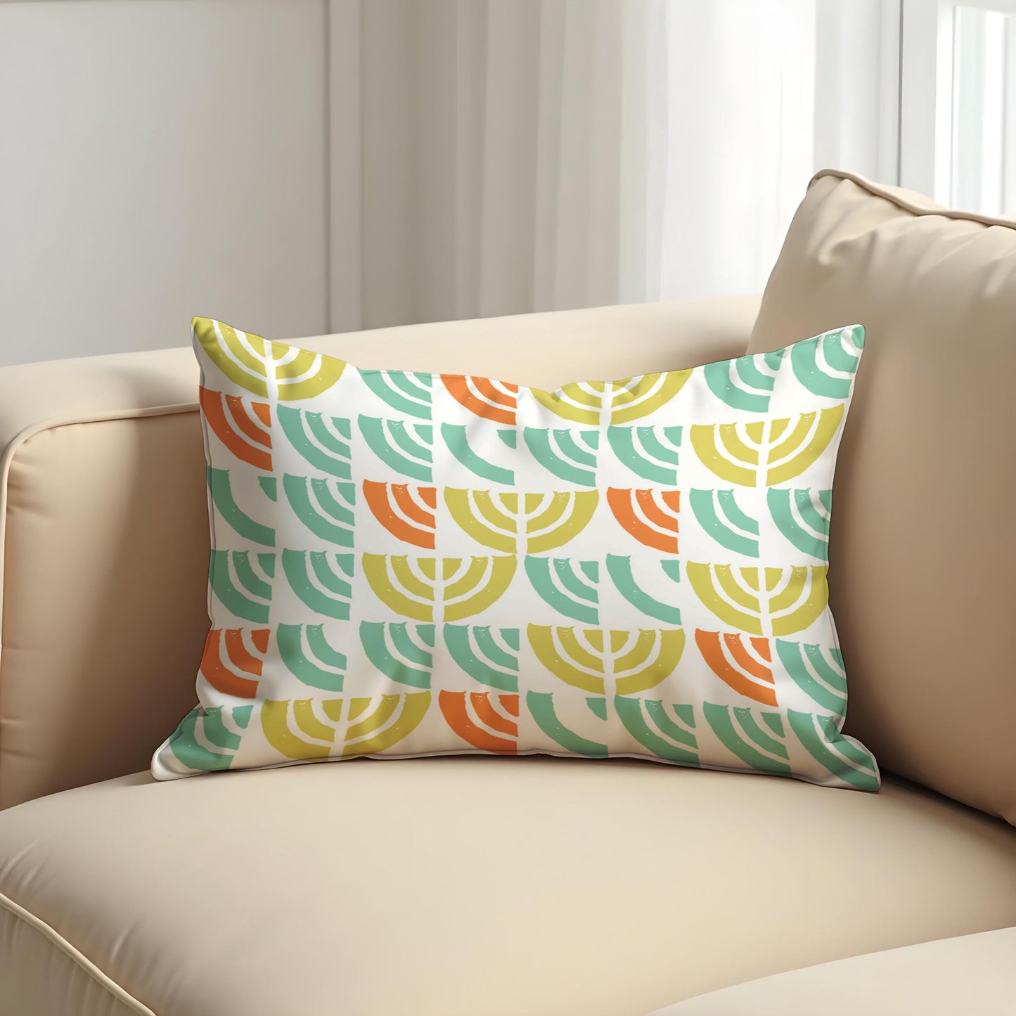 Retro Mid Century Modern Cushion Cover, Block Print Pillow Case