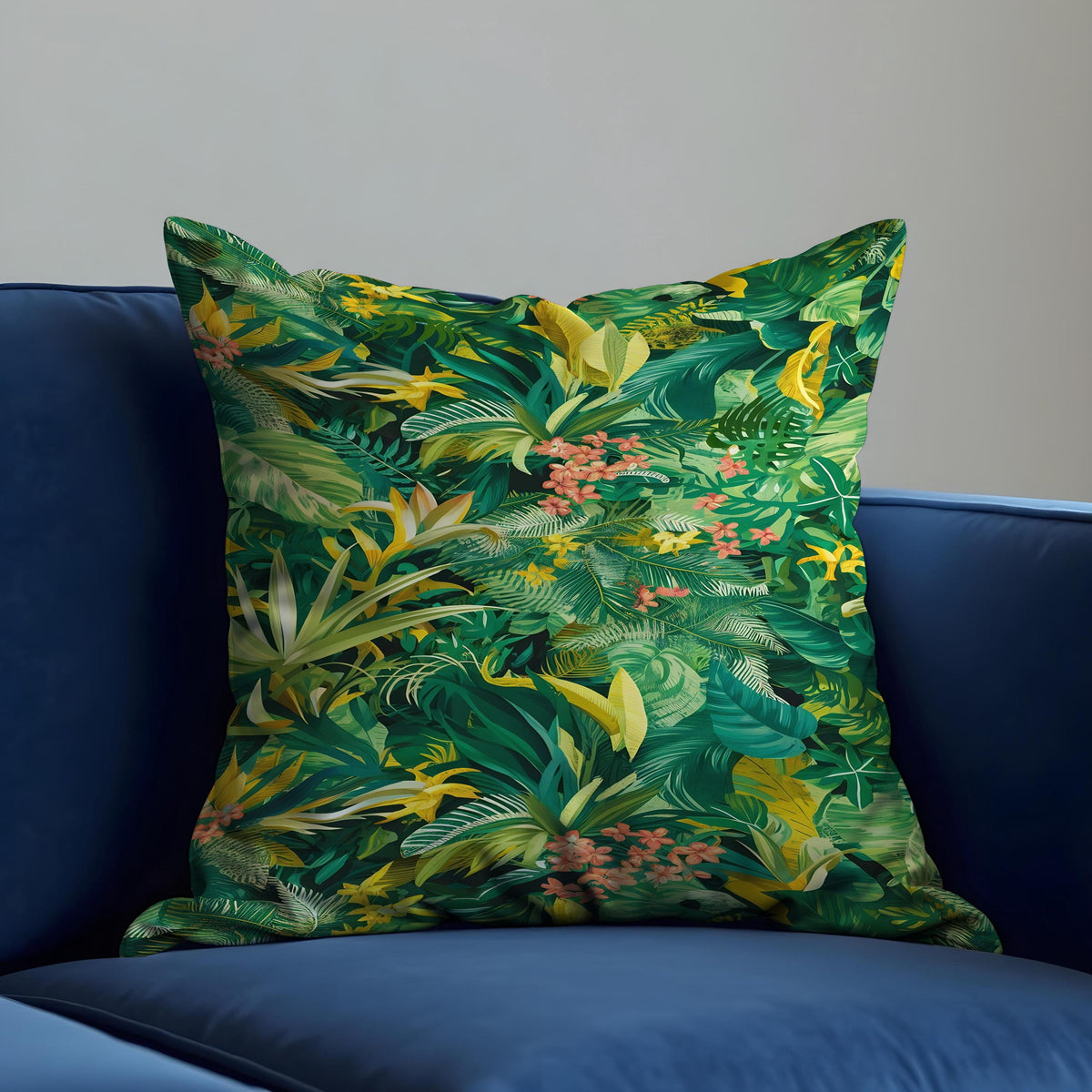 Green Jungle Leaf Cushion Cover, Tropical Pillow Case