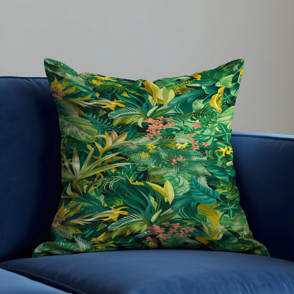 Green Jungle Leaf Cushion Cover, Tropical Pillow Case