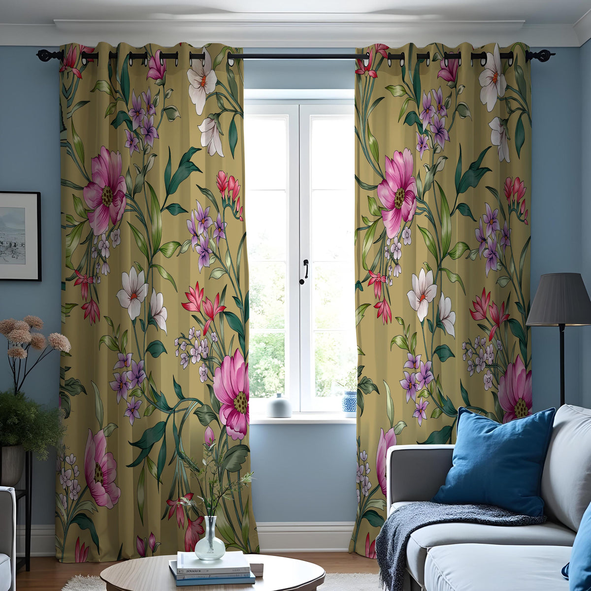 Pink & Purple Floral Curtains, Made to Measure Garden Drapes